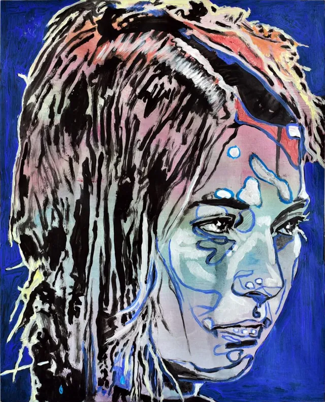 Model Nr.11(serie Headline),2020-22,Öl & Acryl auf Papier,50X40Cm