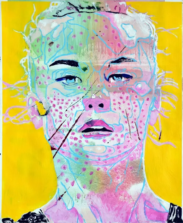 Model Nr.P03,2022,,Öl & Acryl auf Papier,50X40Cm