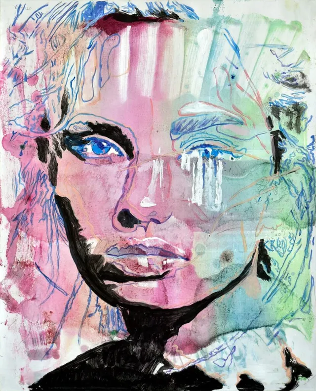 Model Nr.43(Spiegelung),2022,Öl & Acryl auf Papier,50X40Cm