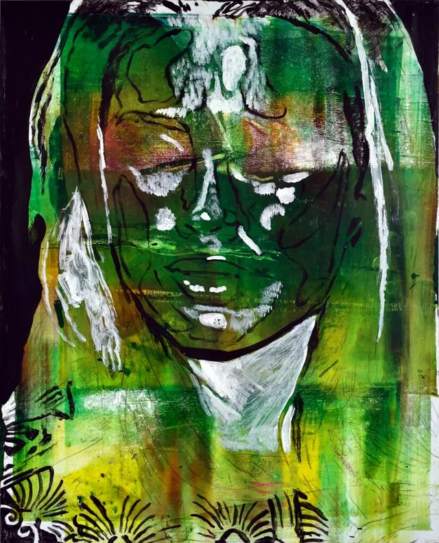 Model Nr.40(großes Augenlid),Öl & Acryl auf Papier, 50X40 Cm, 2020