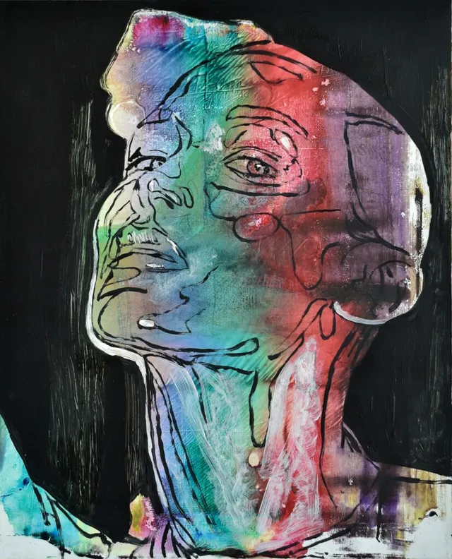 Model Nr.10(Serie Headline), Öl & Acryl auf Papier, 50X40Cm, 2021