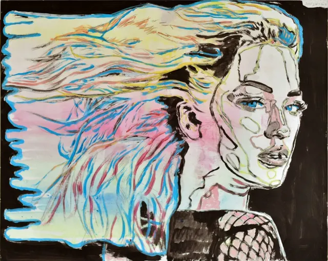 Model Nr.4(Serie Headline),Öl & Acryl auf Papier, 50X40 Cm, 2019-22