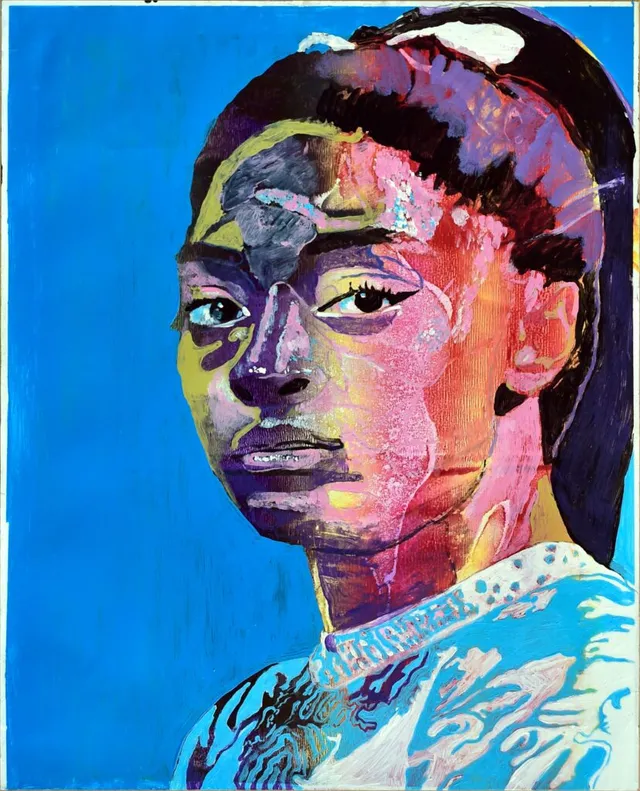 Model Nr.FF02, Öl & Acryl auf Papier, 50X40 Cm, 2022