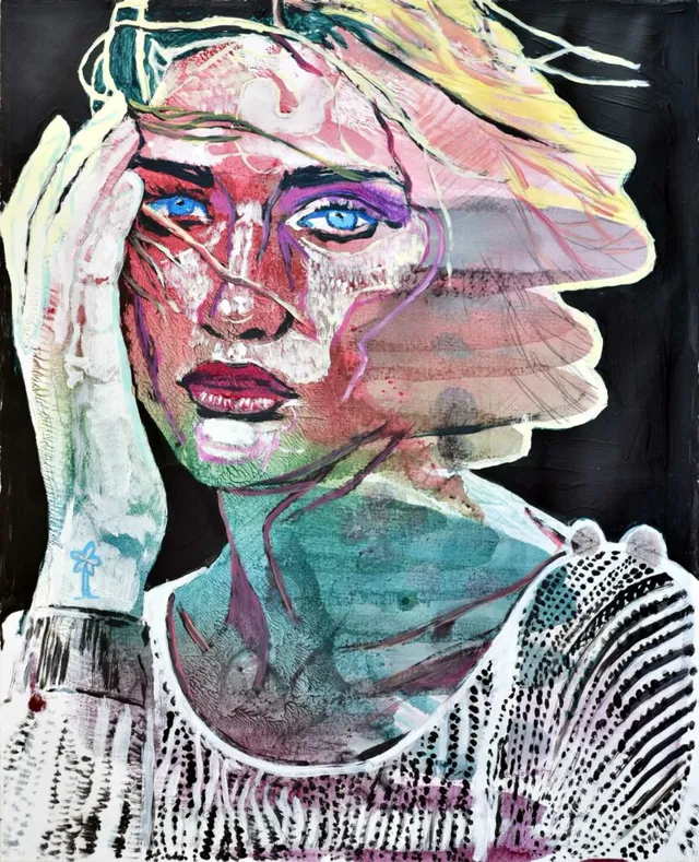 Model Nr.43(Südwind), Öl & Acryl auf Papier,50X40 Cm, 2020-22
