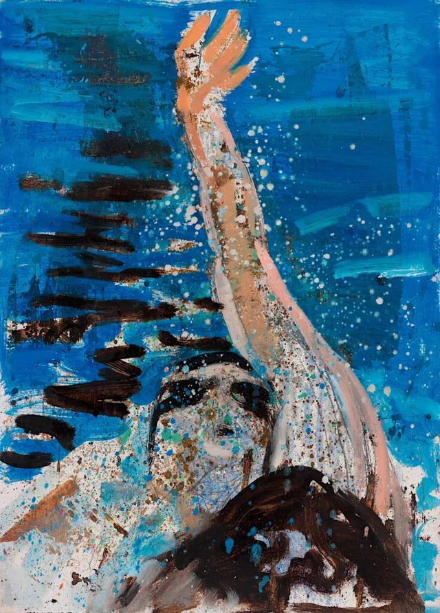 Hochziehen 2 2013 Öl auf Kalenderpapier 57X40cm
