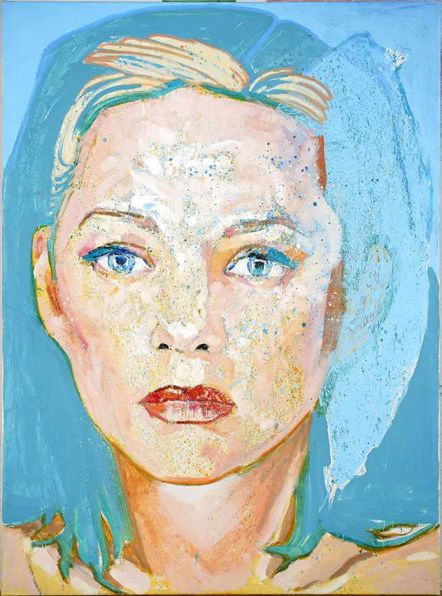 blaue Flügel, 2023, Öl auf Hanji(koreanischem Papier), 135X100Cm