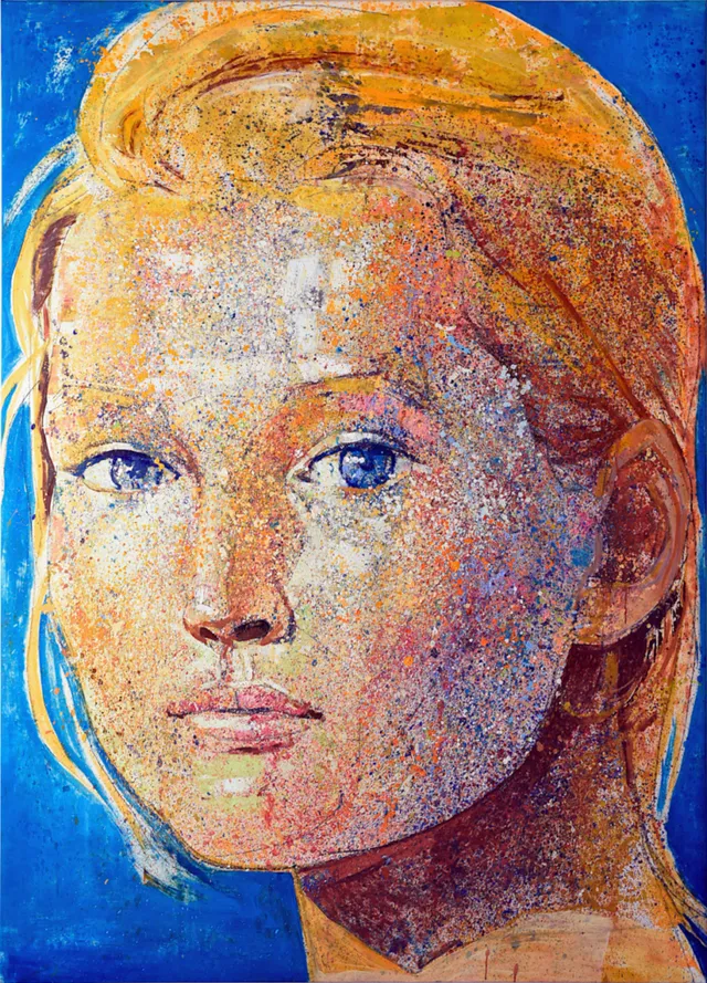 Model Nr.MG4, 2021-22, Öl Dripping-Technik auf Papier auf Leinwand gespannt, 195X140Cm