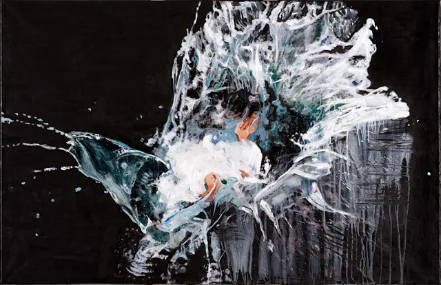 Nachtschwimm2 2015 Acryl, Öl und Tusche auf Hanji75X116Cm