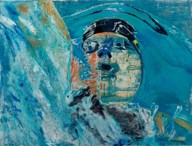 o.T.(blaue Nase) 2015 Öl Acryl & Tusche auf Hanji 150X200cm
